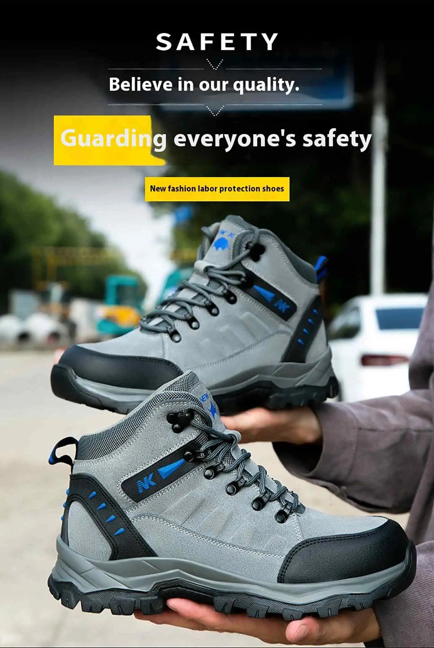 Los nuevos zapatos de protección laboral son anti-aplastamiento y anti-perforación, calzado cómodo y resistente para hombre, para otoño e invierno, ideal para la construcción.