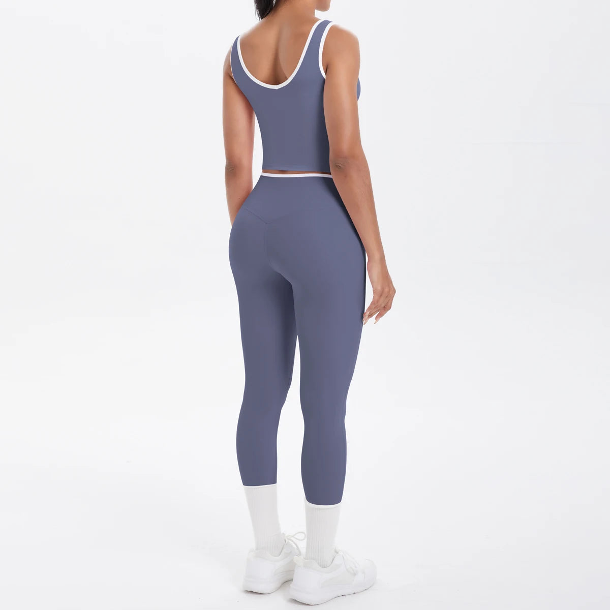 Conjunto de 2 piezas de pantalones de yoga con espalda descubierta y leggings para correr, de cintura alta, con estampado de melocotón y glúteos, para fitness y deportes.