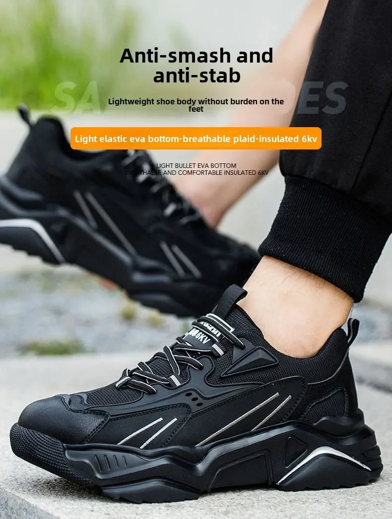 Safety Shoes Lightweight Breathable Steel Toe Anti Smash Puncture Proof Kevlar Soft Sole Insulated Work Sneakers for Men Women
