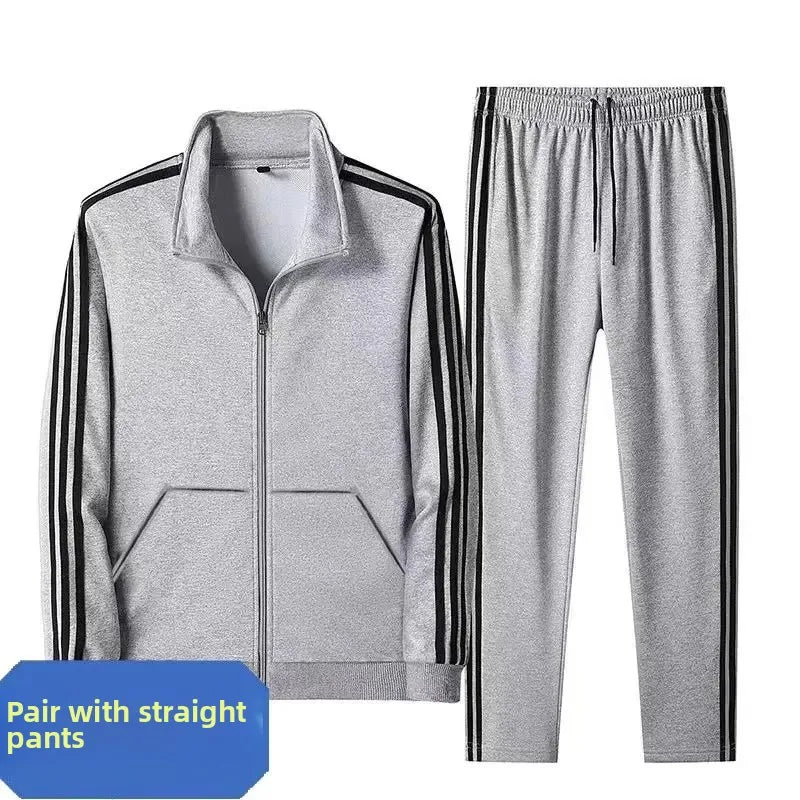 Conjunto deportivo para pareja, de manga larga y cuello alto, para correr, primavera y otoño, corte ajustado, versátil, popular, para correr por la mañana, dos piezas
