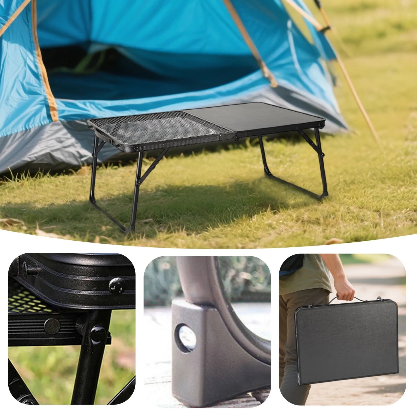 Mesa plegable para exteriores, multifuncional, de hierro, de alta capacidad, portátil, para picnic, camping, jardín, barbacoa.