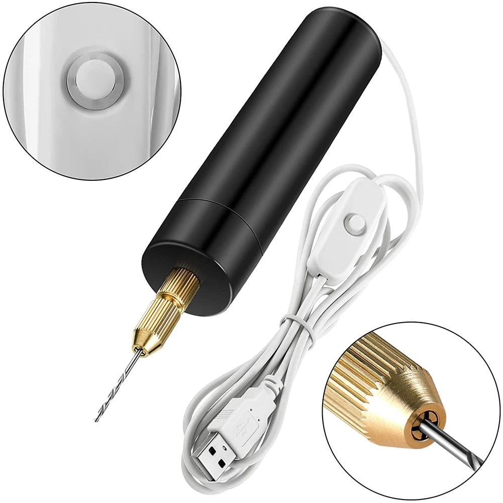 Juego de taladro eléctrico para resina, incluye tornillos de ojo, brocas helicoidales, minitaladro eléctrico para hacer llaveros y manualidades.