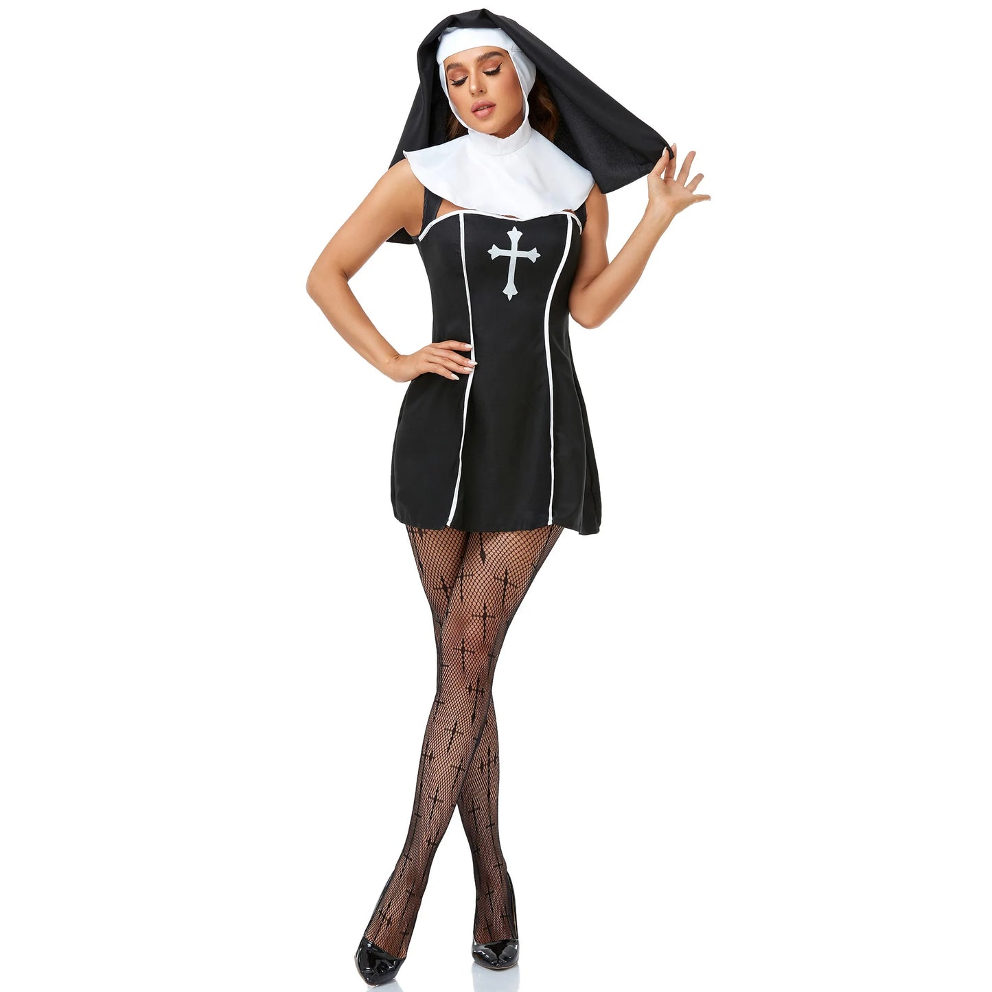 Easter Halloween Cosplay Party Costume Adult Sexy Nun Role Play Stage Fancy Party Dress