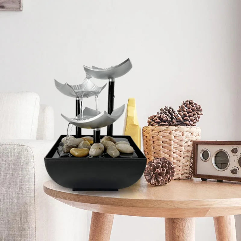 Fuente de agua para decoración de oficina y hogar, cascada interior para decoración de interiores, oficina, hogar, mesa, paisaje acuático Feng Shui