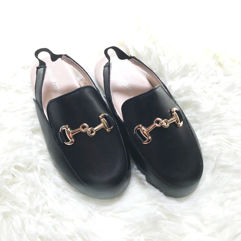 Zapatos para niños, sandalias negras para exteriores, zapatillas para niñas pequeñas, zapatos planos suaves de marca, sandalias de princesa, zapatos sin cordones de verano