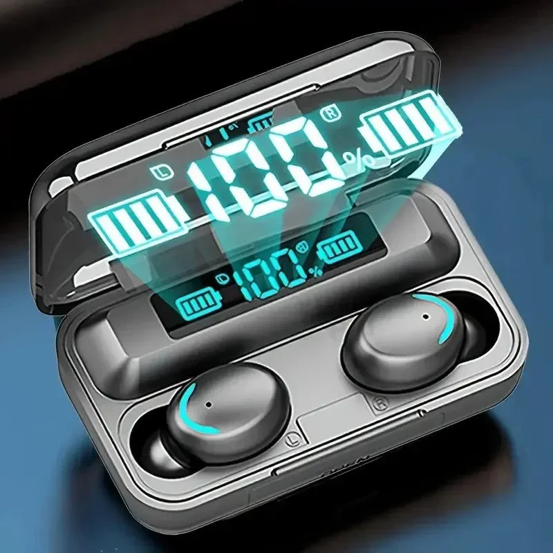 Auriculares inalámbricos Bluetooth F9 5C TWS, impermeables, con pantalla digital y estuche de carga de gran capacidad.