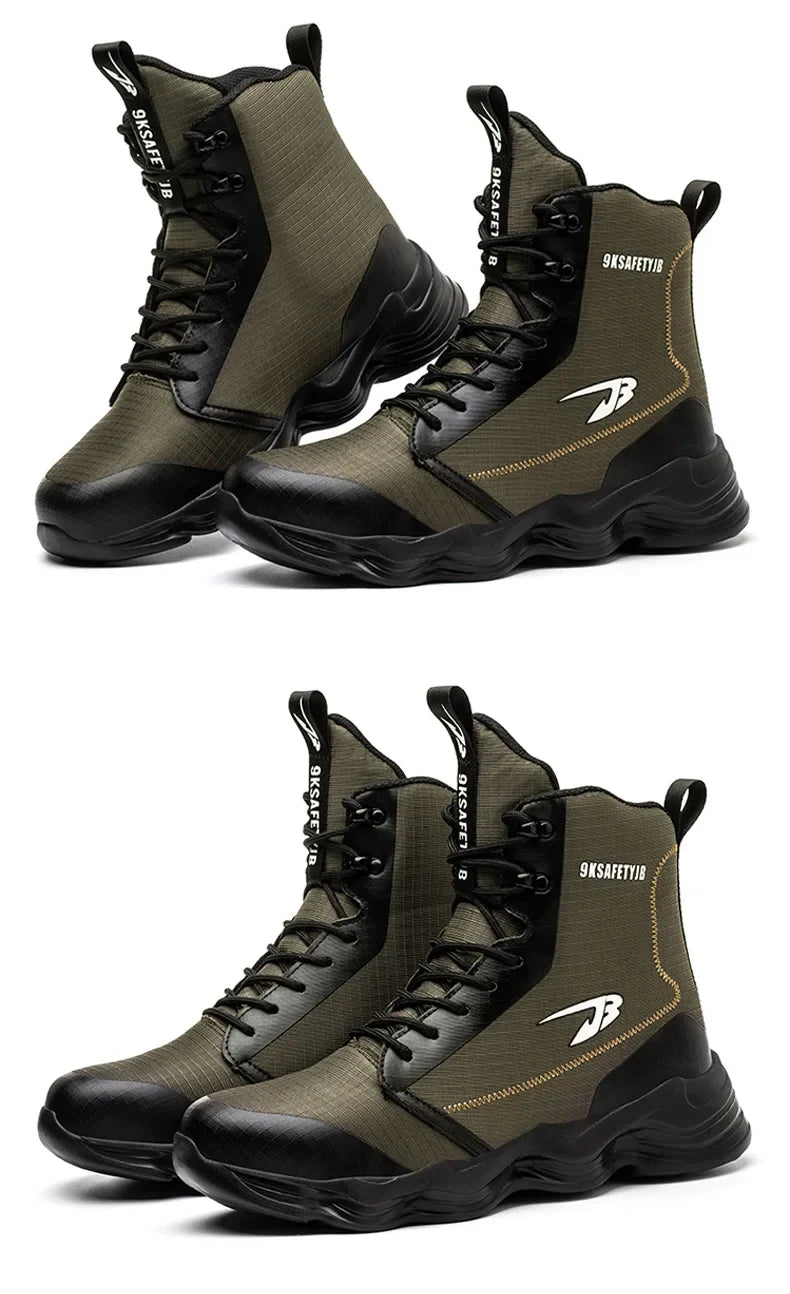 2024 Nuevos zapatos de seguridad para hombre, botas altas de trabajo, zapatillas de trabajo con puntera de acero, botas de trabajo antigolpes y a prueba de pinchazos, zapatos indestructibles