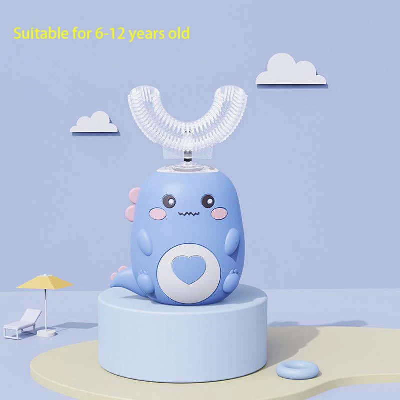 Cepillo de dientes eléctrico en forma de U para niños, 360 grados, inteligente, de silicona, recargable, automático, sónico.