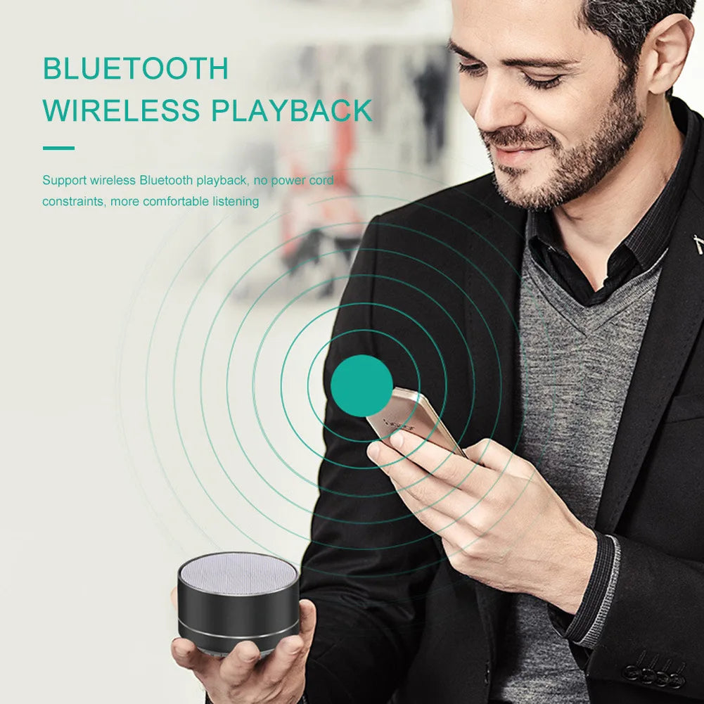 Altavoces inalámbricos Bluetooth A10 para exteriores, subwoofer, minialtavoz portátil de aleación de aluminio para música, tarjeta TF/SD, radio, caja de sonido