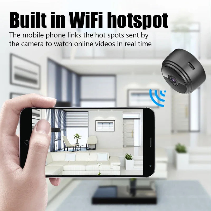 Minicámara WiFi de 9 pulgadas, grabadora de video inalámbrica, grabadora de voz, cámara de monitoreo de seguridad para el hogar inteligente para bebés y mascotas.