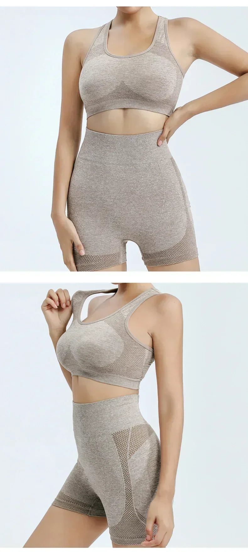 Conjunto de yoga, pantalones cortos de gimnasio, sujetadores deportivos para mujer, tops de entrenamiento para mujer, ropa de yoga, leggings de fitness, conjunto de gimnasio, conjuntos de yoga sin costuras