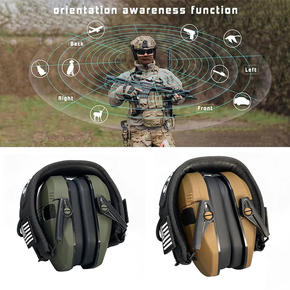 Orejeras tácticas de caza activa con estuche para disparar, protección auditiva electrónica, auriculares de caza con reducción de ruido