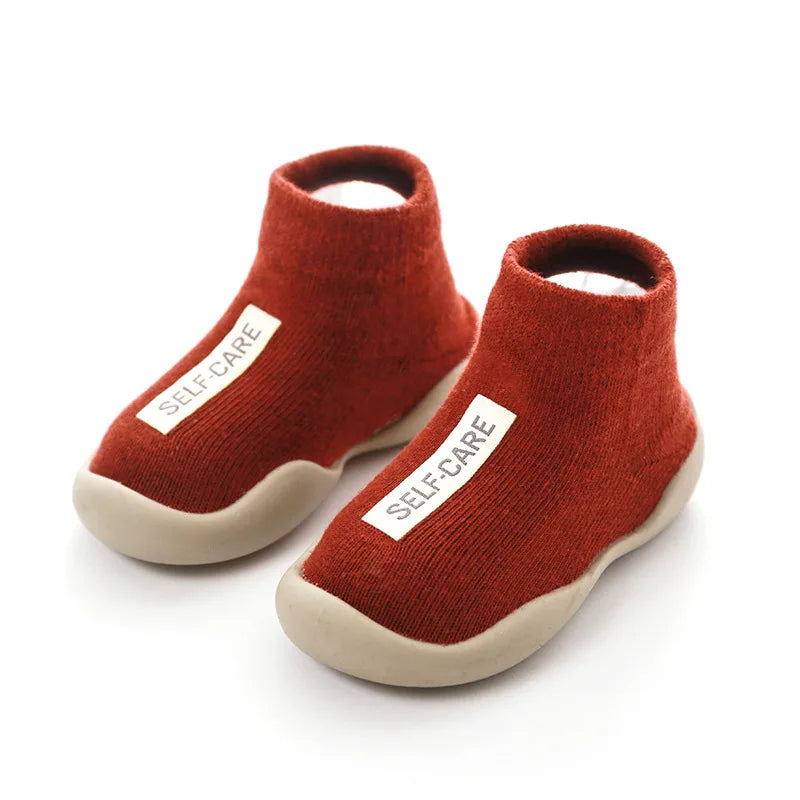 Zapatos para bebés, primeros pasos, para niños y niñas, suela de goma suave antideslizante, zapatos casuales descalzos, botines de punto