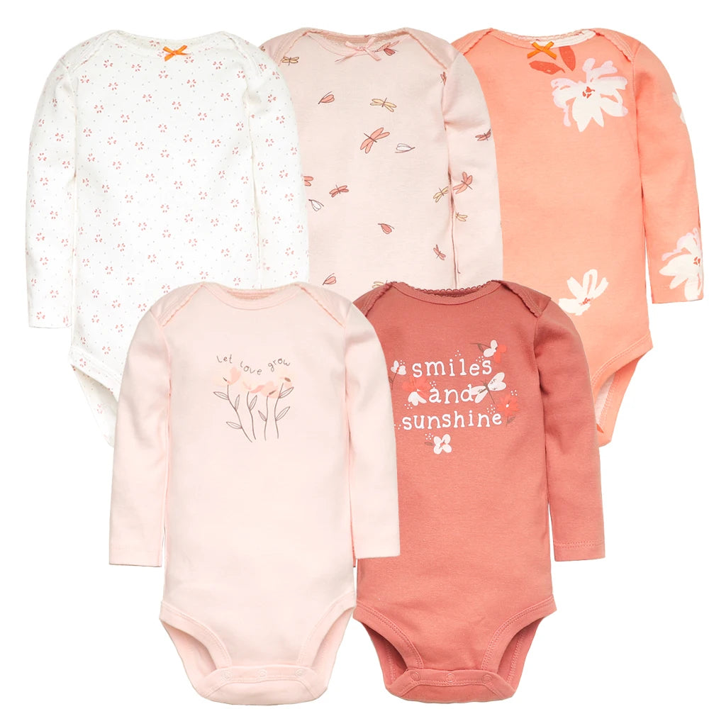 Conjunto de 5 piezas de monos para bebé niño y recién nacido, ropa para niña pequeña, 100 % algodón, suave, con dibujos animados