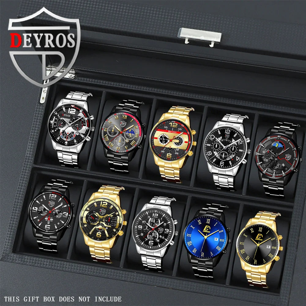 Juego de 10 relojes para hombre, con correa de aleación, estilo moderno, ideal como regalo.