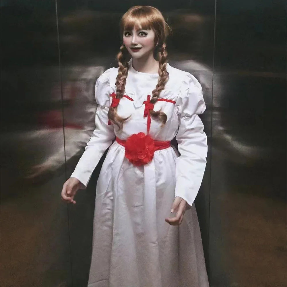 Anime Conjing Doll Annabelle Dresses Cosplay Costumes Wig Suit Halloween Carnival Party Dress Up Female Child Adult Uniform Suit
