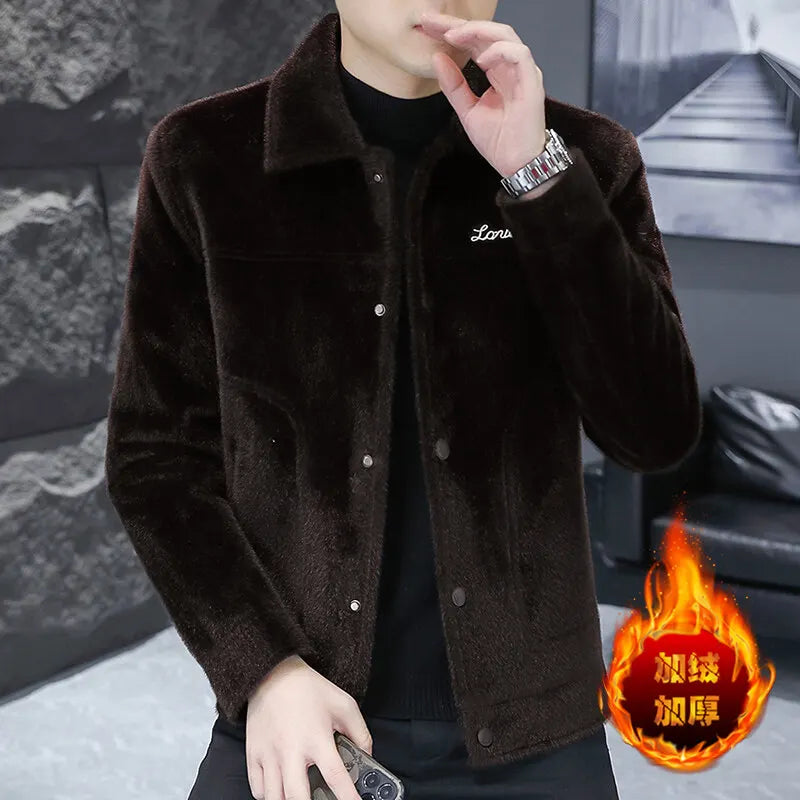 Chaqueta informal gruesa y moderna de invierno 2024 para hombre, con forro polar, estilo coreano, juvenil, elegante y versátil.