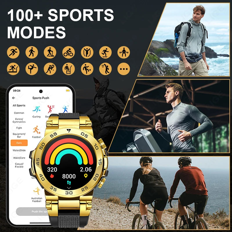 Nuevo reloj inteligente de negocios para hombre, pulsera impermeable de moda, reloj deportivo de lujo con monitor de ritmo cardíaco y sueño, reloj inteligente militar.