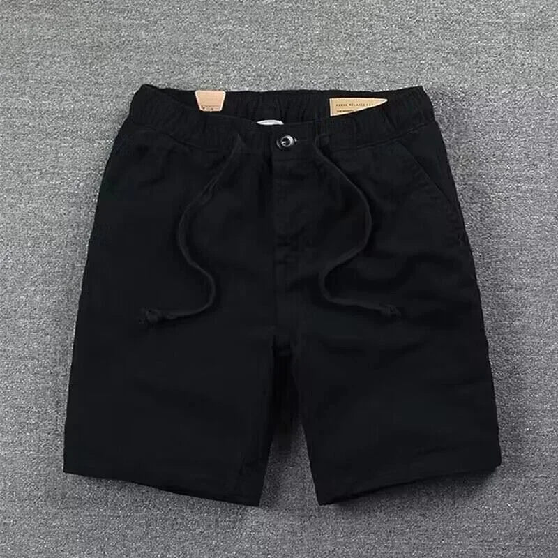 Pantalones cortos informales de trabajo para hombre, de verano, modernos, holgados, de pierna recta, de cinco cuartos, elásticos y lavados.