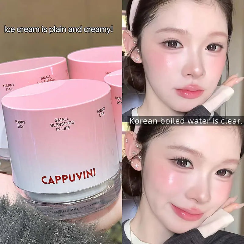 La crema natural radiante y transparente de CAPPUVINI con una base cremosa para la piel crea un look de maquillaje refrescante y suave.