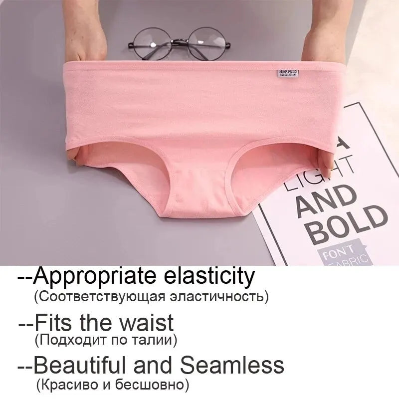 7 bragas de algodón para mujer, ropa interior sexy de talla grande, lencería suave y transpirable, ropa interior femenina de color liso.