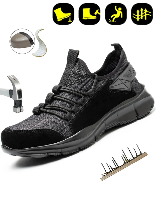 Zapatillas de trabajo para hombre, calzado de seguridad, zapatos de trabajo con puntera de acero para la construcción, botas de seguridad ligeras, zapatillas de trabajo antiperforación de Kevlar.