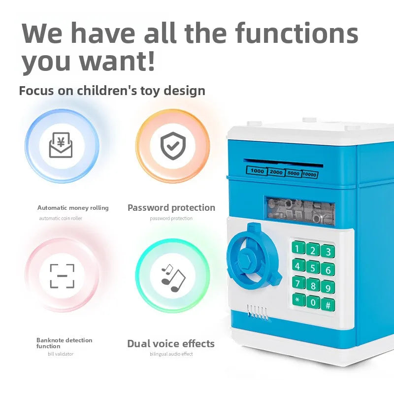 Alcancía con contraseña inteligente para cajero automático, gran capacidad, creativa, P, solo se puede entrar y salir de la alcancía.
