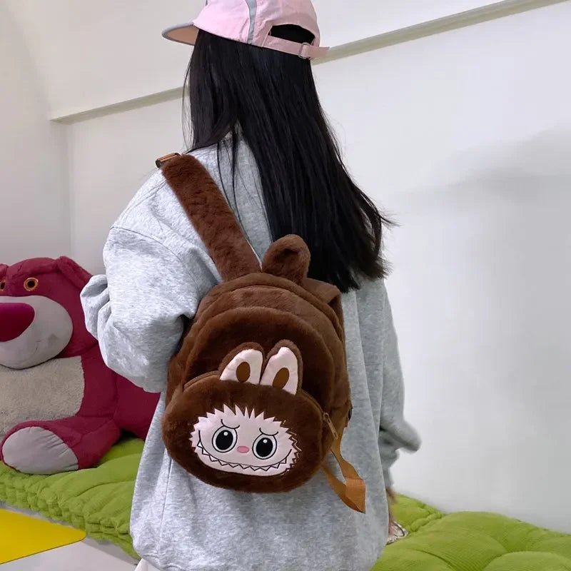 Mochila de peluche con diseño de chica estudiante, bolso de hombro doble con burbujas y juguetes, mochila transfronteriza para adolescentes.