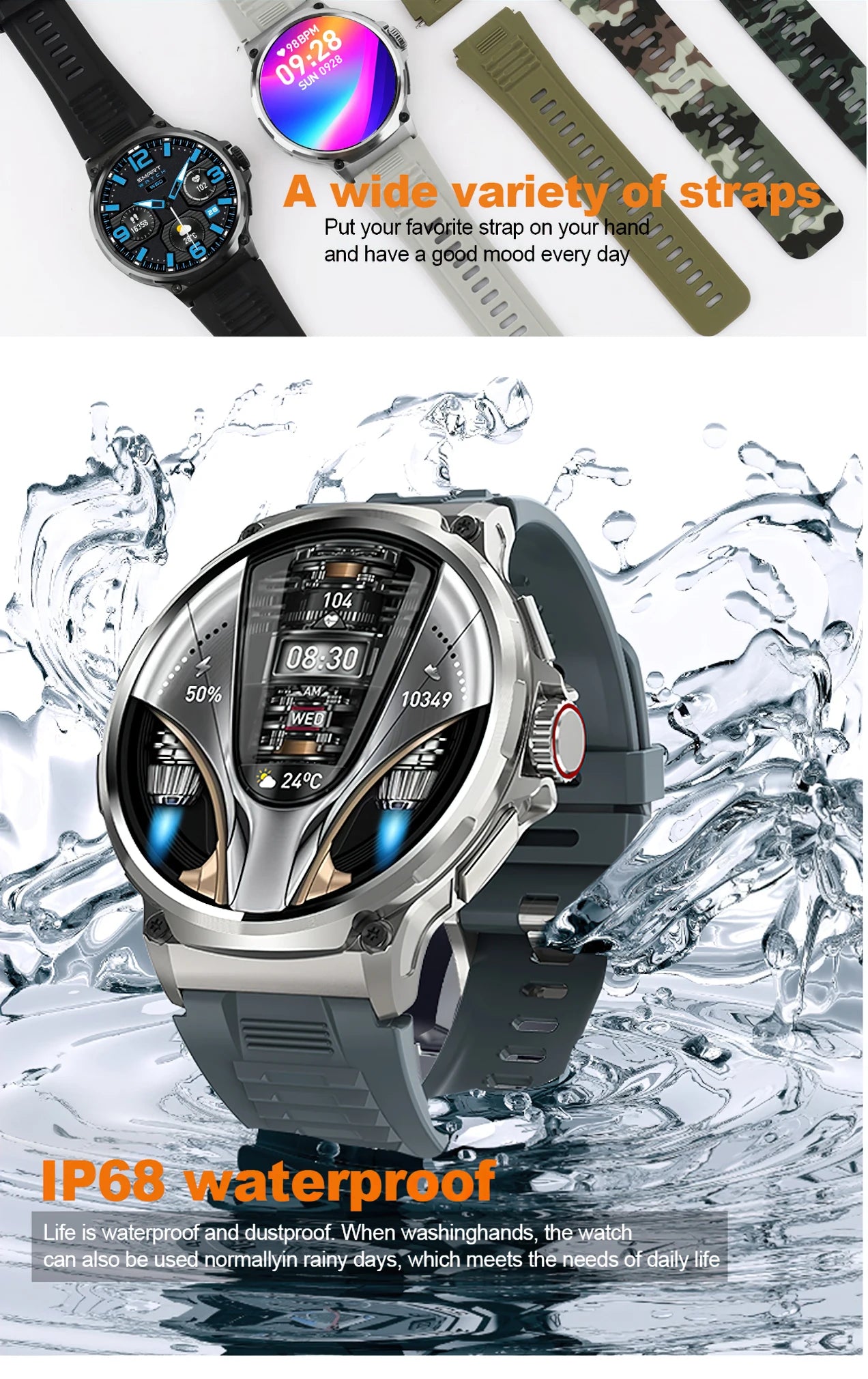 Reloj inteligente Ultra HD de 1,85 pulgadas para hombre, con GPS, pulsera deportiva para exteriores, batería grande de 710 mAh, reloj de seguimiento de actividad física para Android e iOS.