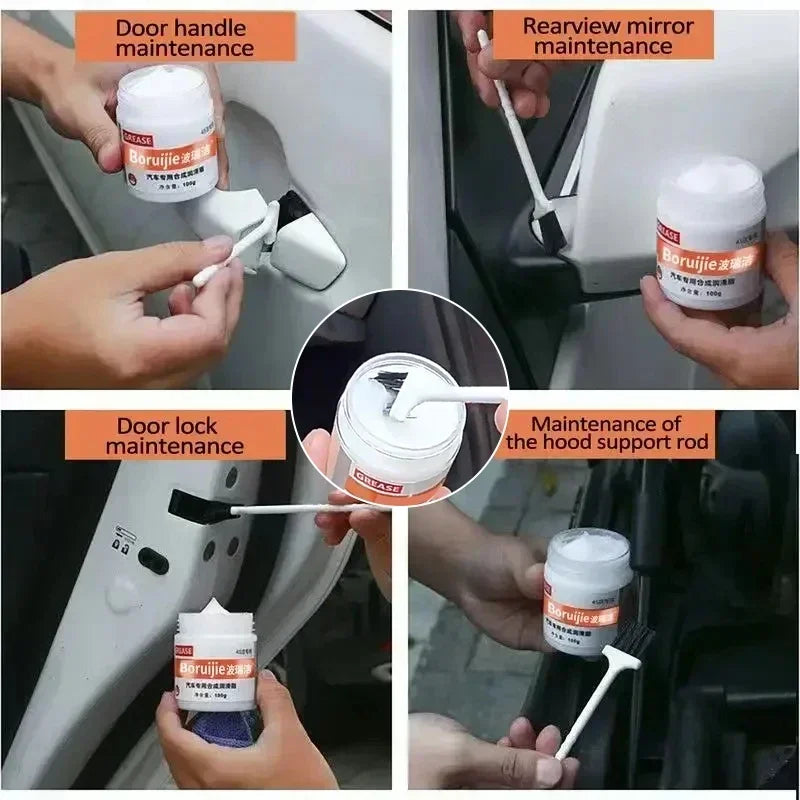 Grasa de mantenimiento específica para automóviles, lubricante para techo corredizo de puertas, mantenimiento de correderas de bisagras, atascos de rieles, aceite blanco con ruido anormal