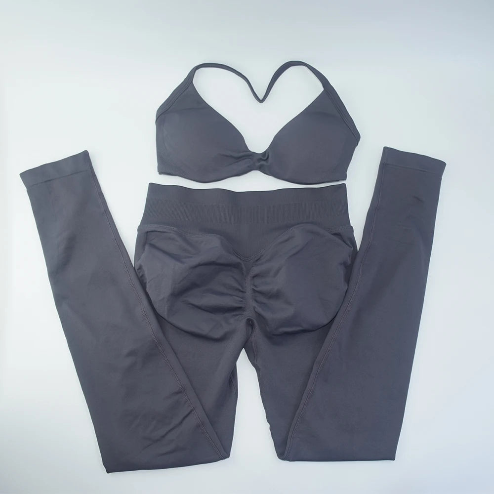 Conjunto de 2 sujetadores de tirantes finos para gimnasio, sin costuras, de alta sujeción, para mujer, deportivos, para entrenamiento, yoga, sin logotipo