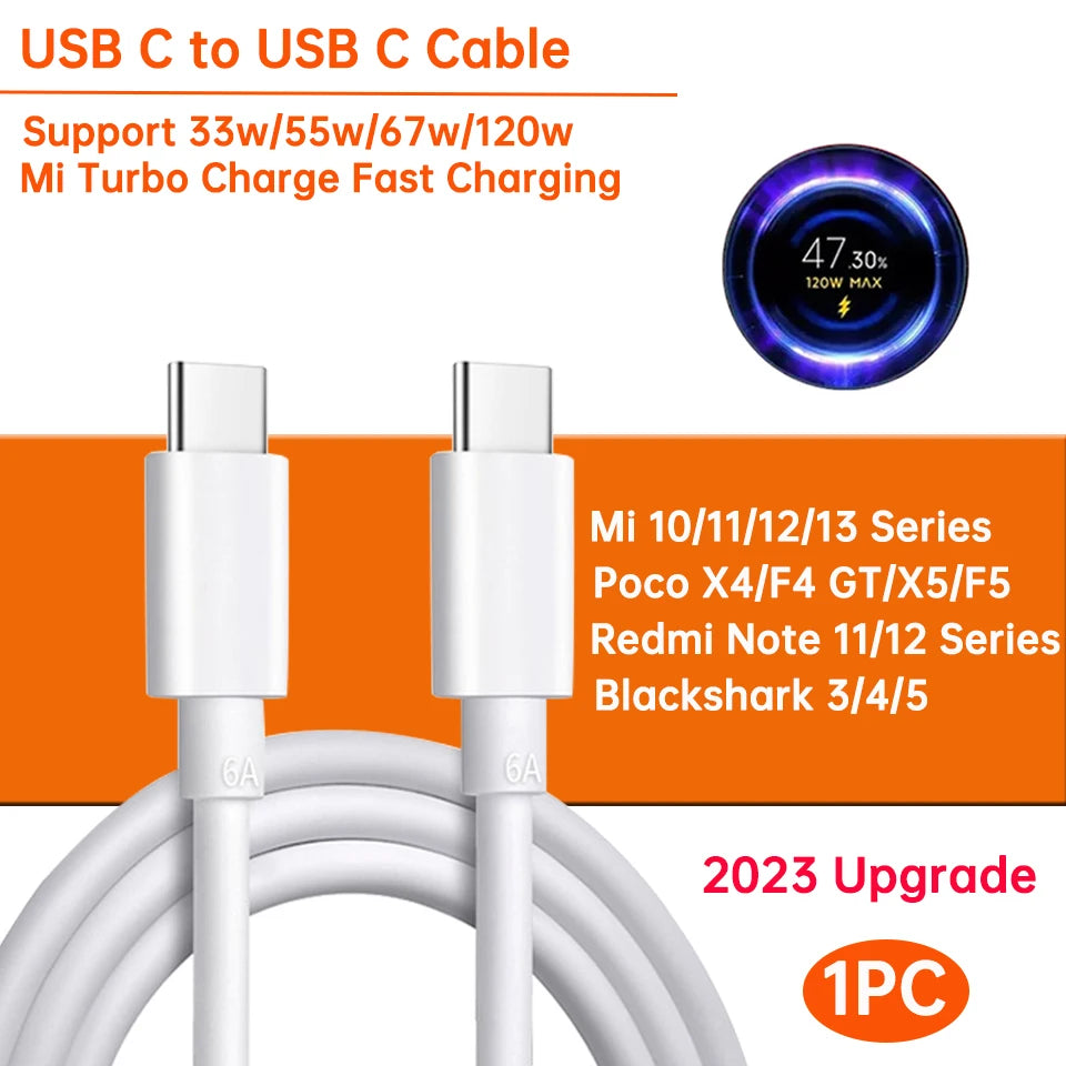 Cable USB tipo C original de Xiaomi, cargador rápido turbo de 120 W, 90 W y 67 W para Mi 15, 14, 13, 12 T Pro, 11 Ultra Poco X6, X7, Redmi Note BlackShark