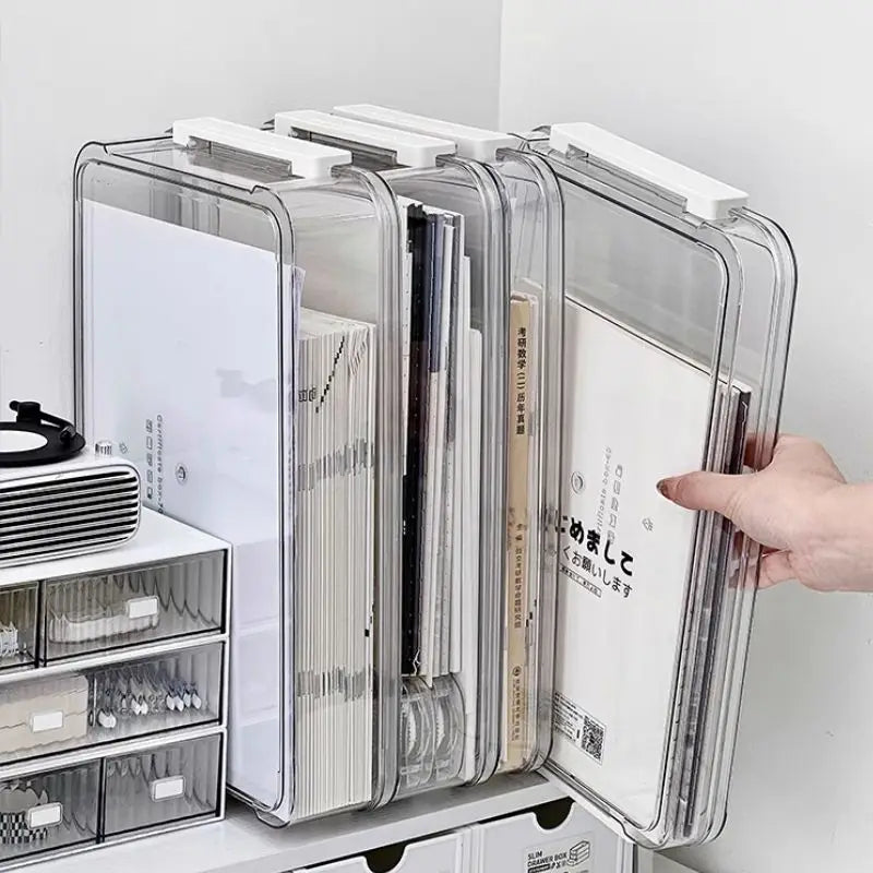Caja para guardar documentos, documentos de escritorio, caja de clasificación de datos A4, libro de registro del hogar, bolsa para archivos, resistente al polvo y a la humedad.