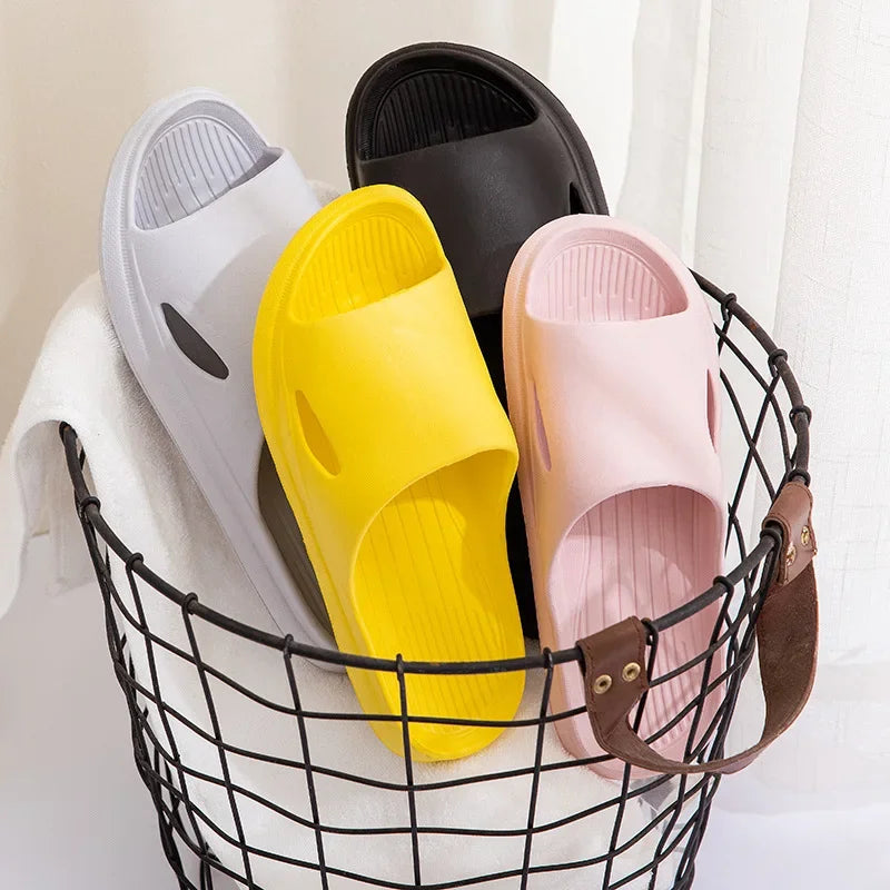 Pantuflas de interior para mujer, de verano, antideslizantes, silenciosas, con suela gruesa, para baño, para hombre y mujer, antideslizantes