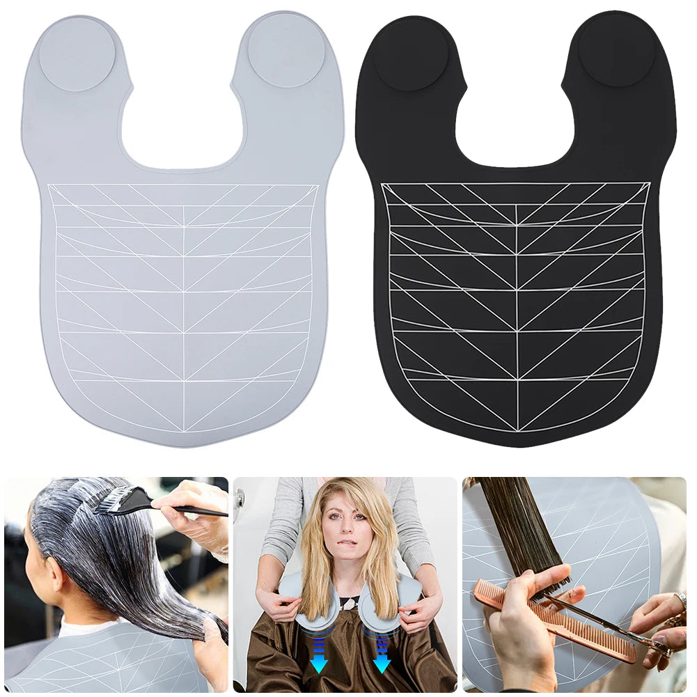 Capa de silicona para cortar el pelo, tapete impermeable para cortar el pelo con guías, collar guía para cortar el pelo, collar para teñir el pelo para salón y hogar.