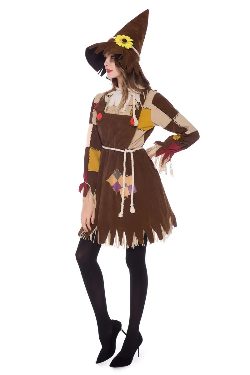 Halloween The Wizard of Oz Scarecrow Parent-Child Costume Carnival Party Performance Circus Clown Dress Womens Cosplay Costume