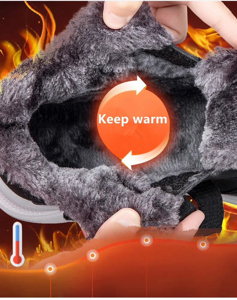 Nuevas zapatillas de invierno para hombre, botas de nieve gruesas y cálidas de felpa, botines ligeros para hombre, botas de algodón para exteriores hechas a mano para hombre.