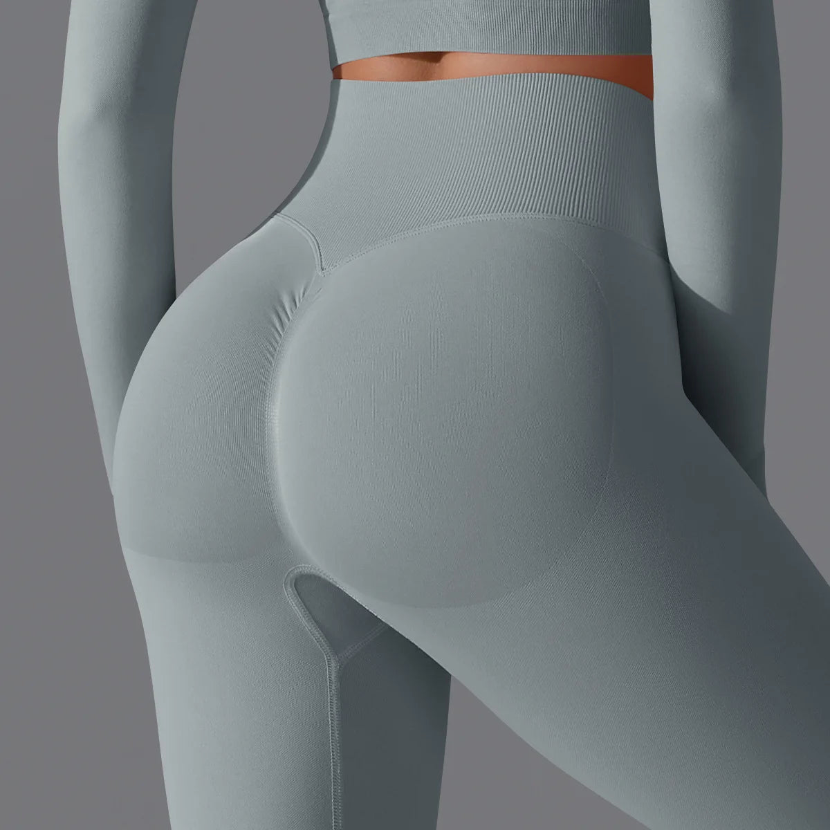 Leggings deportivos de yoga para mujer, sin costuras, cintura alta, elásticos, color sólido, para gimnasio, correr, secado rápido, realce y efecto moldeador.