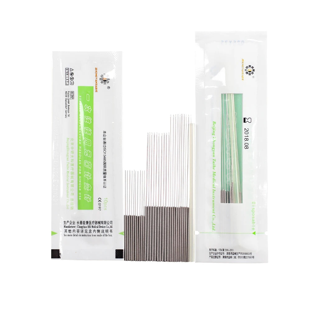 ZHONGYAN TAIHE 2000 agujas de acupuntura estériles desechables con tubo, 4 cajas de agujas para masaje de belleza, microacupuntura facial