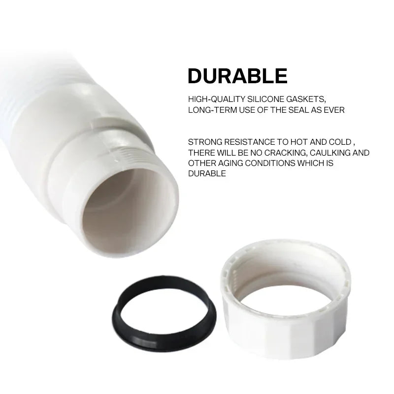 Tubo flexible de desagüe para cocina de 36-79 cm, para lavabo de baño, manguera de plomería galvanizada, manguera extensible.