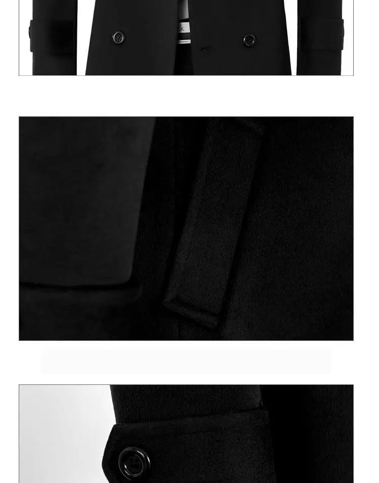 Abrigo de lana de alta calidad para jóvenes, cálido, informal, extralargo, cruzado, grueso, tallas grandes S-7XL 8XL 9XL