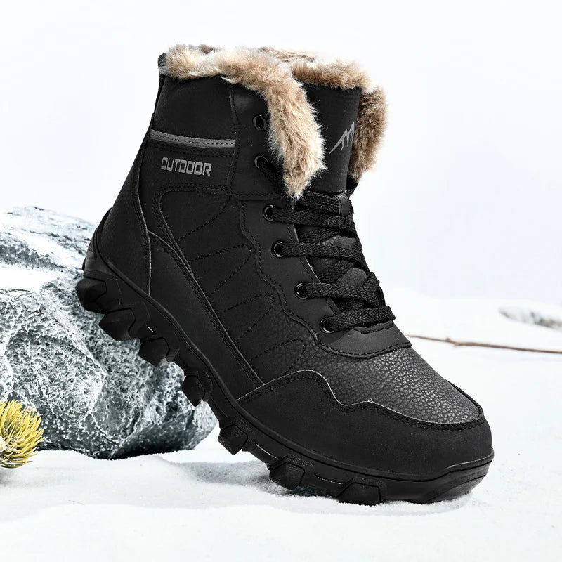 Botas de invierno para hombre, zapatillas cálidas, impermeables, antideslizantes, de felpa, de cuero, talla grande 48, novedad de 2024