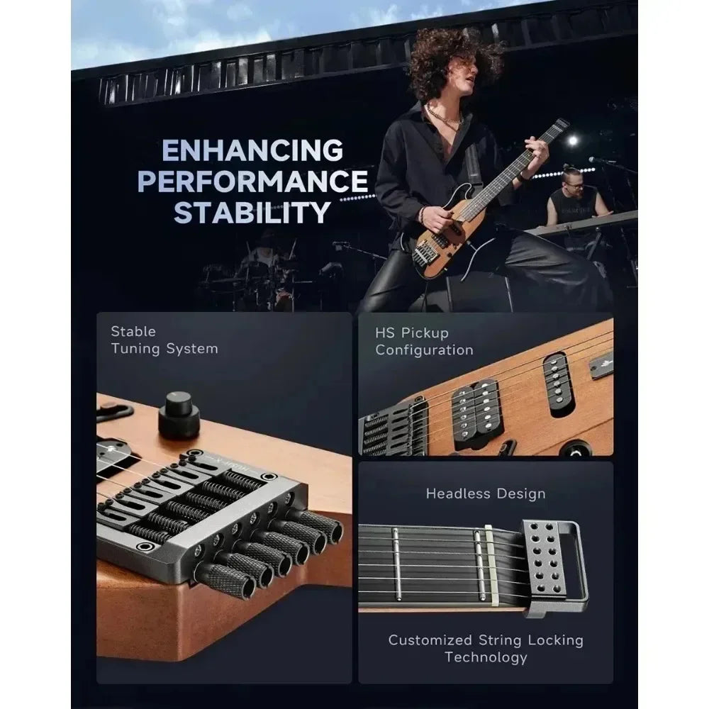 Guitarra acústica de viaje Donner HUSH-X, silenciosa, sin pala, con marcos extraíbles, cuerpo sólido de caoba ultraligero. HUSH X