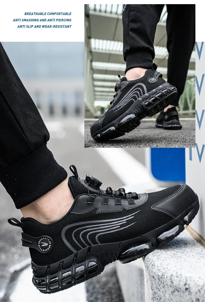 Small Size Rotary Buckle Work Safety Shoes For Men Air Soft Sole Lightweight Protective Work Sneakers Men and Women Shoes