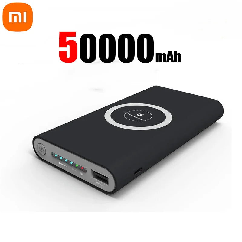 Batería externa Xiaomi de 500000 mAh con carga inalámbrica rápida bidireccional y conector magnético tipo C para iPhone, Samsung y Xiaomi.