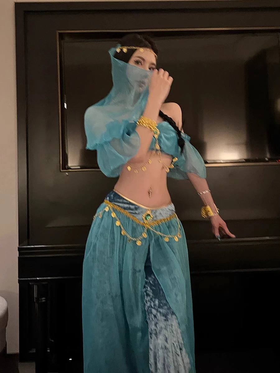 Role Playing Sexy Western Region Dancer Peacock Princess Greek Goddess Costume Hot Egyptian Indian Dancer Exotic Costume Stage