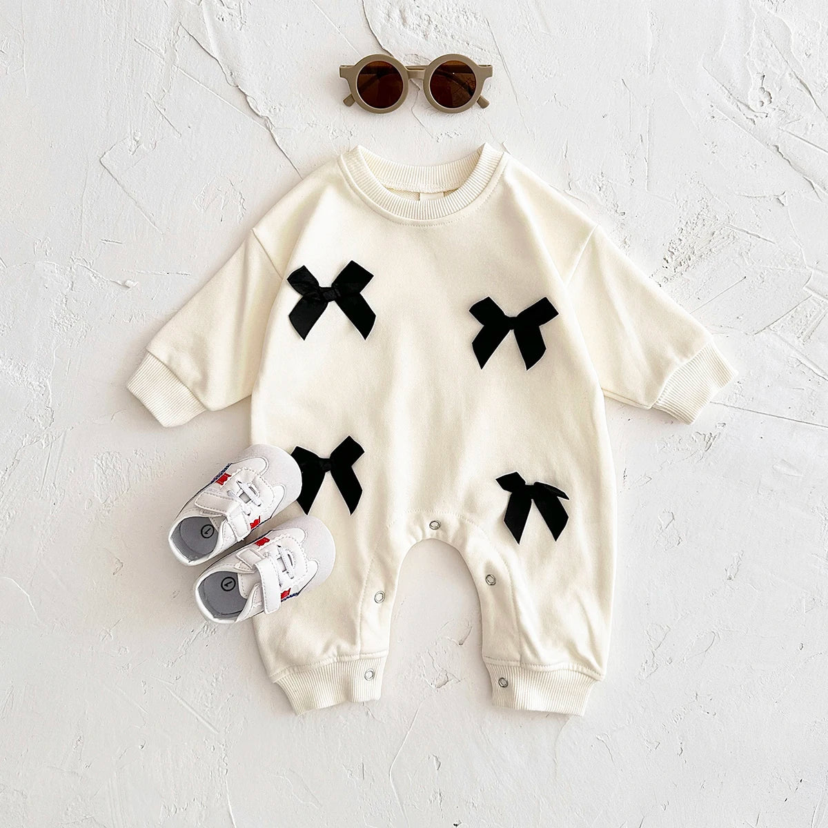 Ropa para bebé recién nacido, mono con lazo para bebé, primavera y otoño, pelele de algodón para niños pequeños de 0 a 18 meses