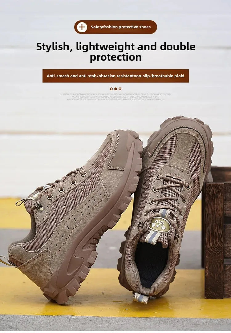Spring New Men's Steel Toe Safety Shoes Breathable Work Shoes Anti Crush And Piercing High Temperature Resistant Wear Proof