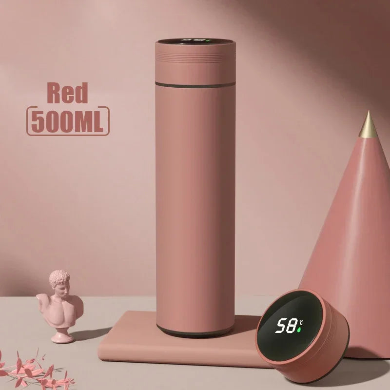 Termo de acero inoxidable dividido de 500 ml con pantalla de temperatura, aislado al vacío, ideal para exteriores, regalo para el Día del Padre.