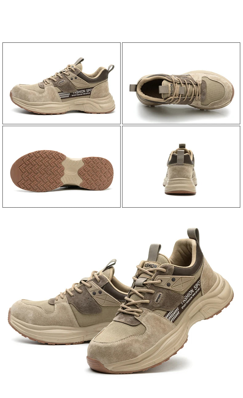 Zapato de trabajo antiperforación para hombre, zapatillas de trabajo de seguridad transpirables con puntera de acero, zapatos indestructibles, botas de trabajo transpirables.